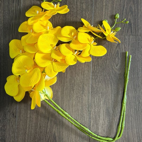 Artificial Phalaenopsis Orchid Stems 35 Inch Yellow Faux Flowers