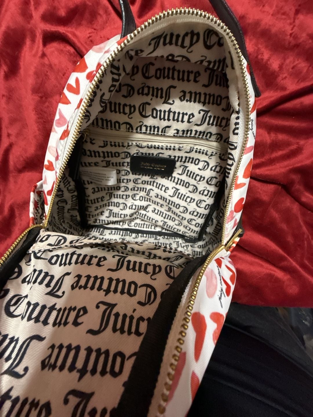 Juicy Couture Heart Print Mini Backpack White Red Black 9