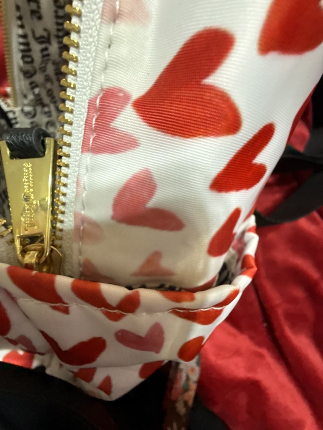 Juicy Couture Heart Print Mini Backpack White Red Black 10