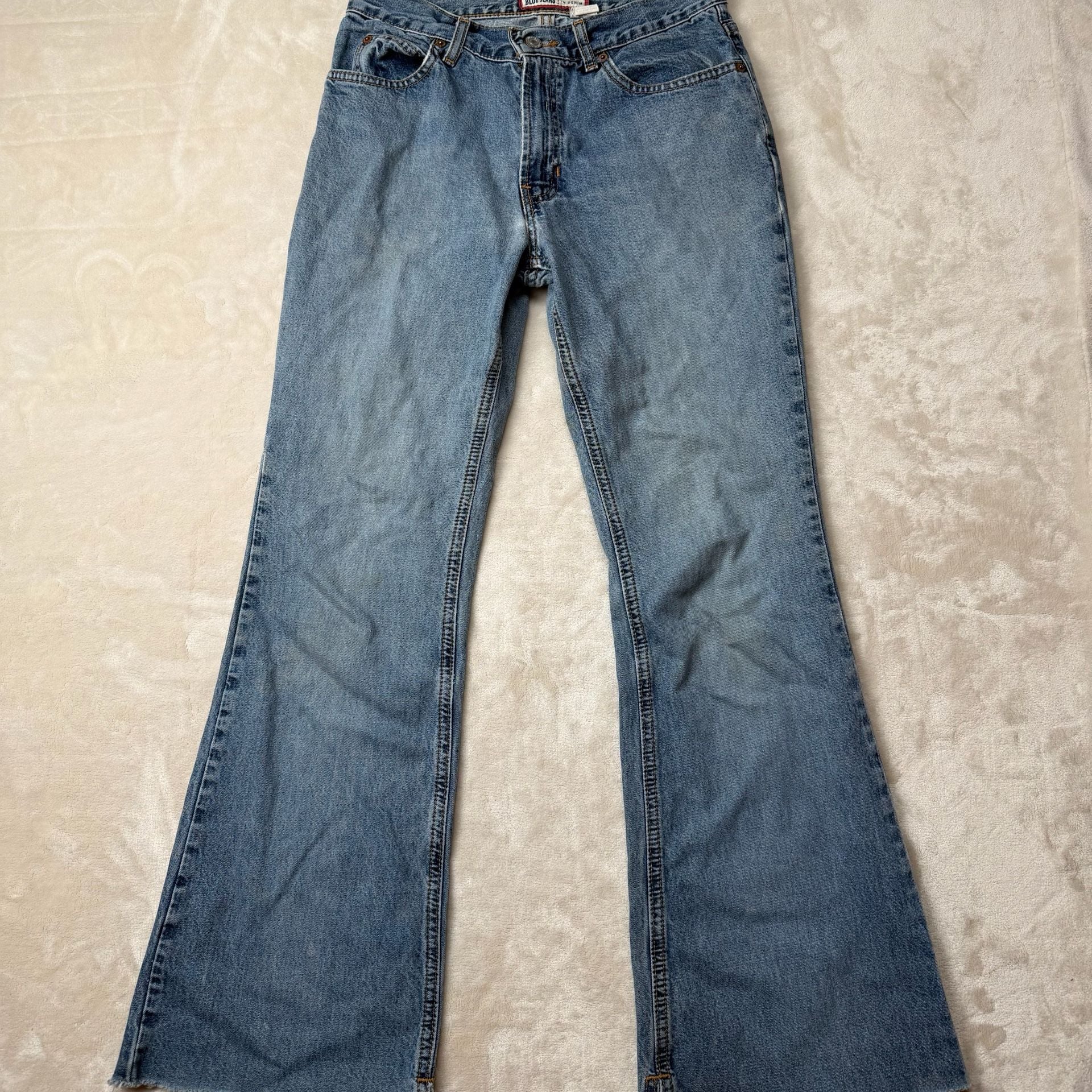 Old Navy Flare Jeans Size 4 Light Wash Denim Raw Hem Y2K 2