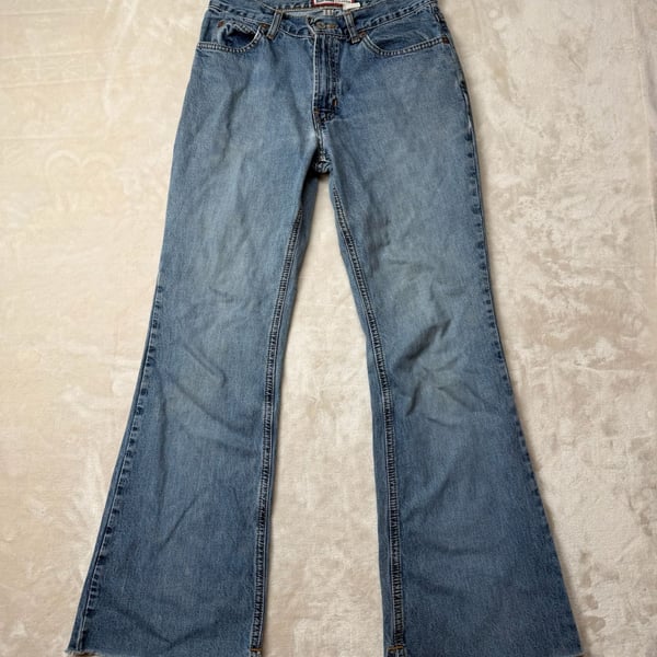 Old Navy Flare Jeans Size 4 Light Wash Denim Raw Hem Y2K