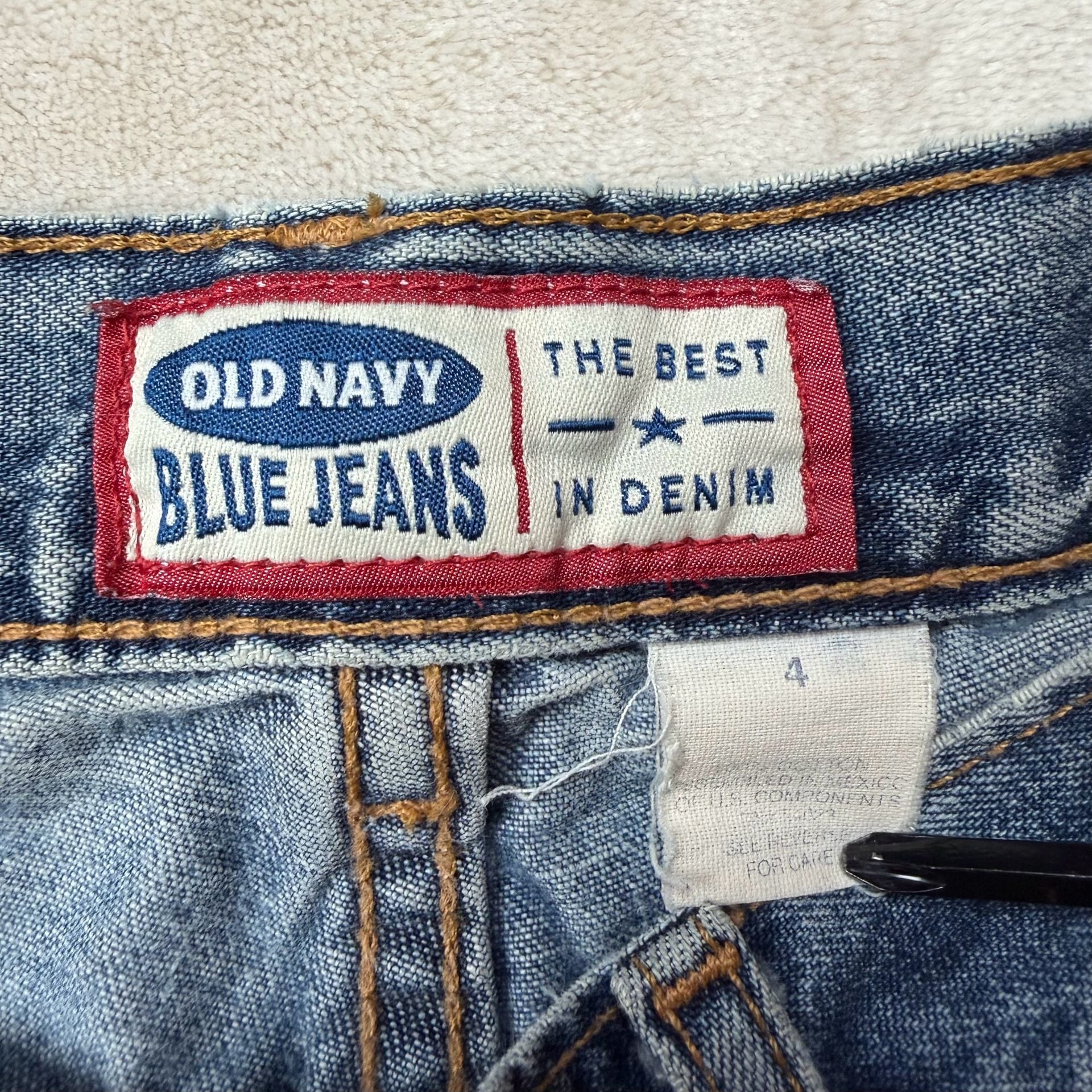 Old Navy Flare Jeans Size 4 Light Wash Denim Raw Hem Y2K 5