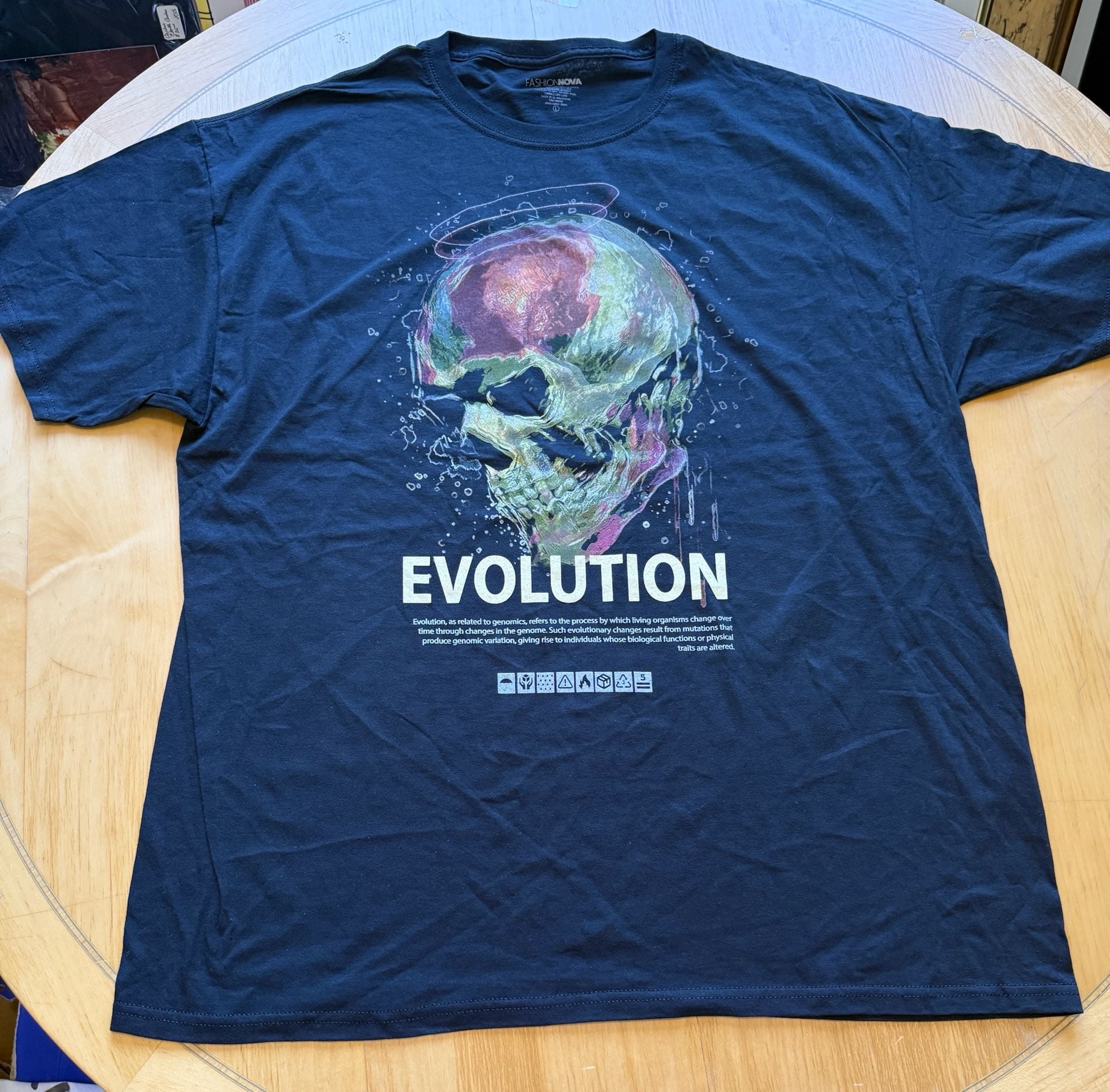 Fashion Nova Evolution Skull Graphic T-Shirt Size L Black 3