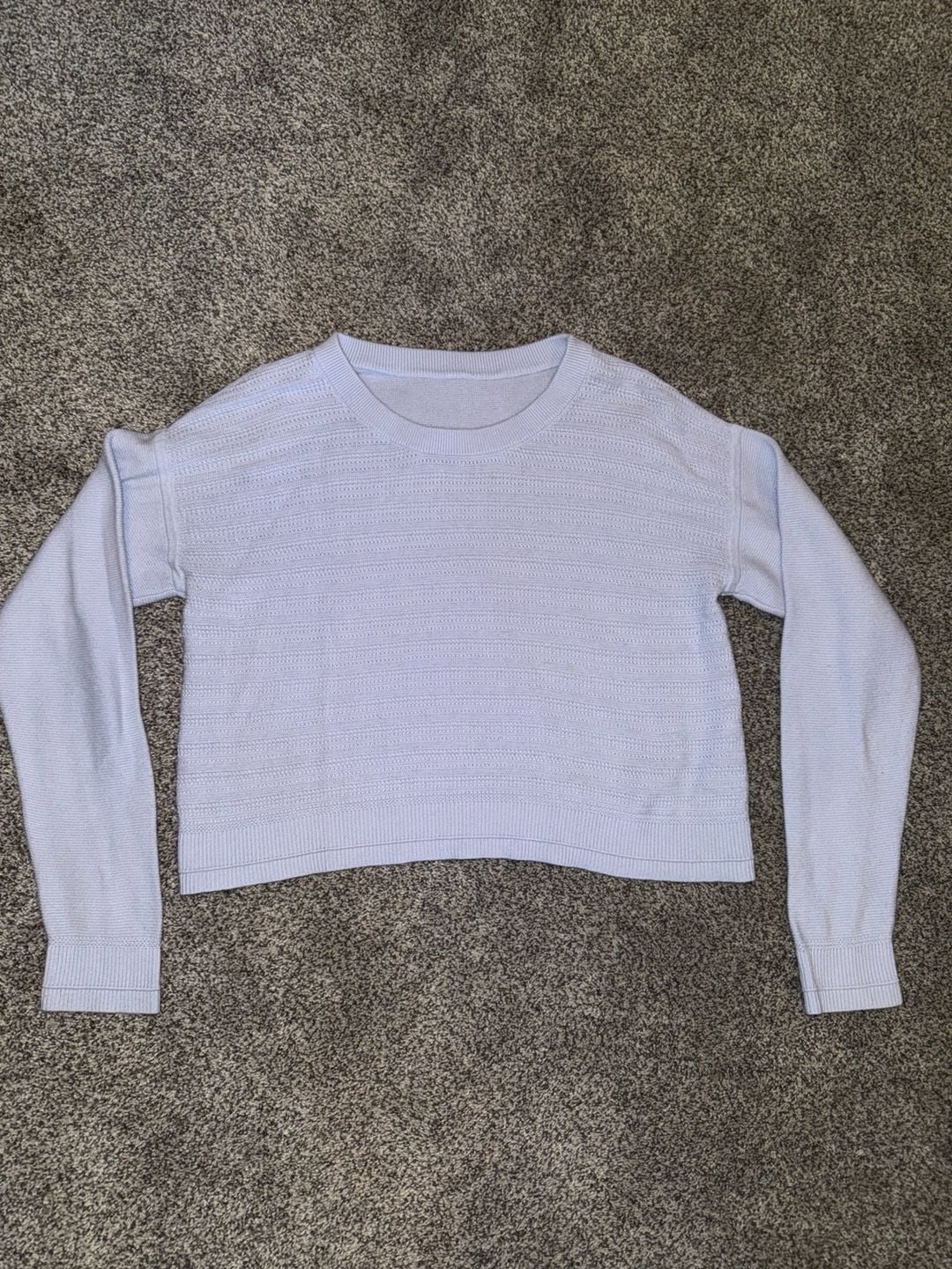 Lululemon Sweater Cropped Light Blue Knit Pullover 2