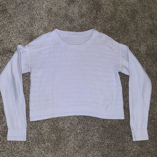 Lululemon Sweater Cropped Light Blue Knit Pullover