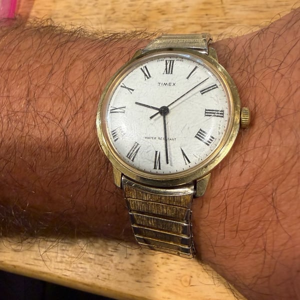 Timex Marlin 26160 Mechanical Watch White Roman Numeral Dial
