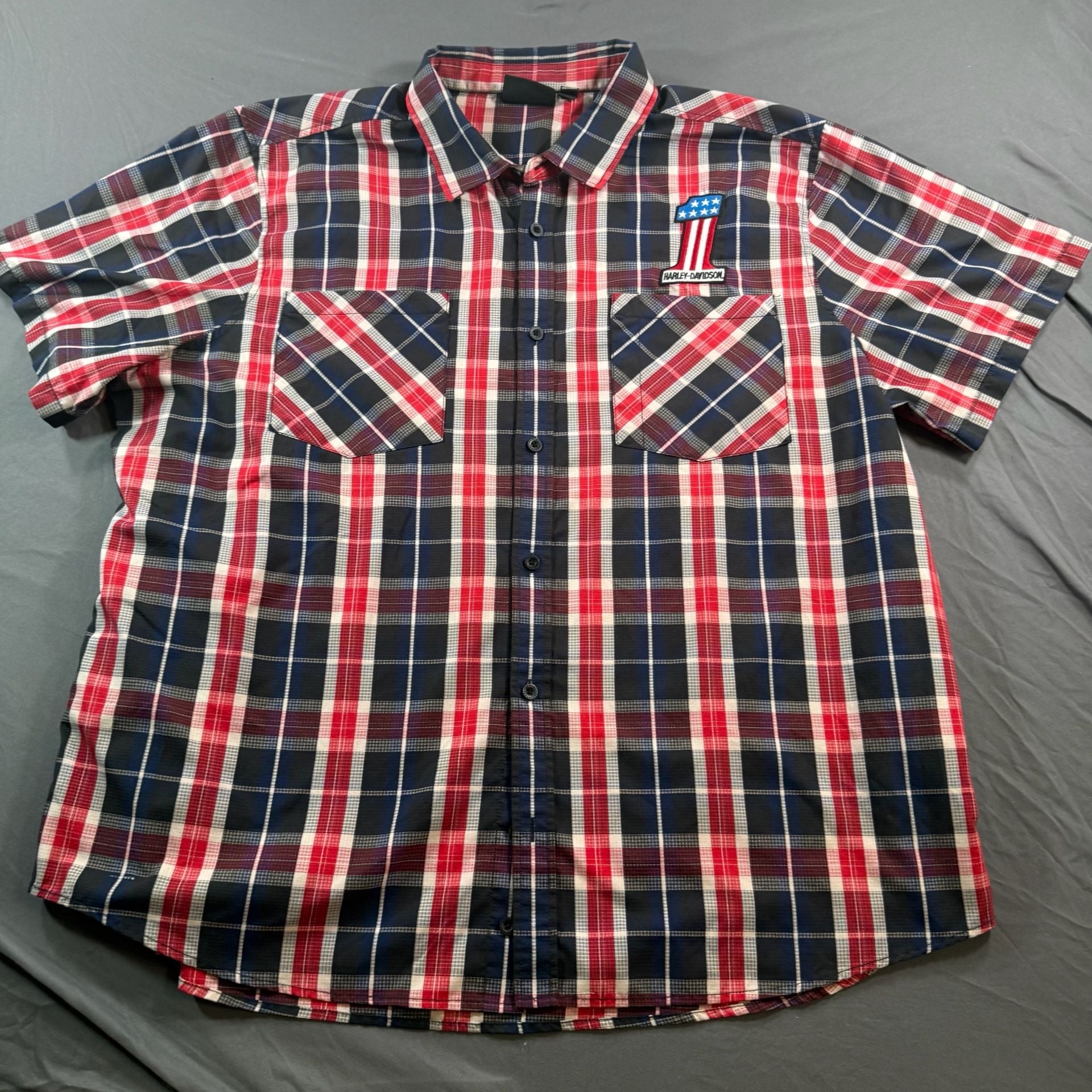 Harley-Davidson Short Sleeve Plaid Button-Up Shirt Size 4XL 2