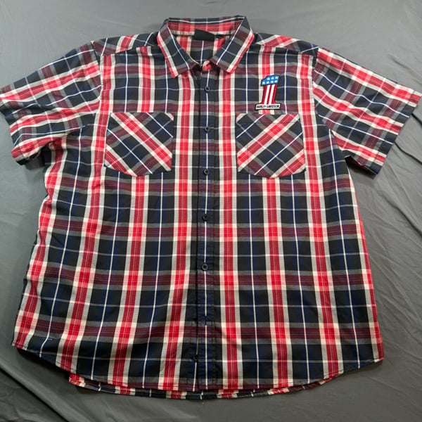 Harley-Davidson Short Sleeve Plaid Button-Up Shirt Size 4XL