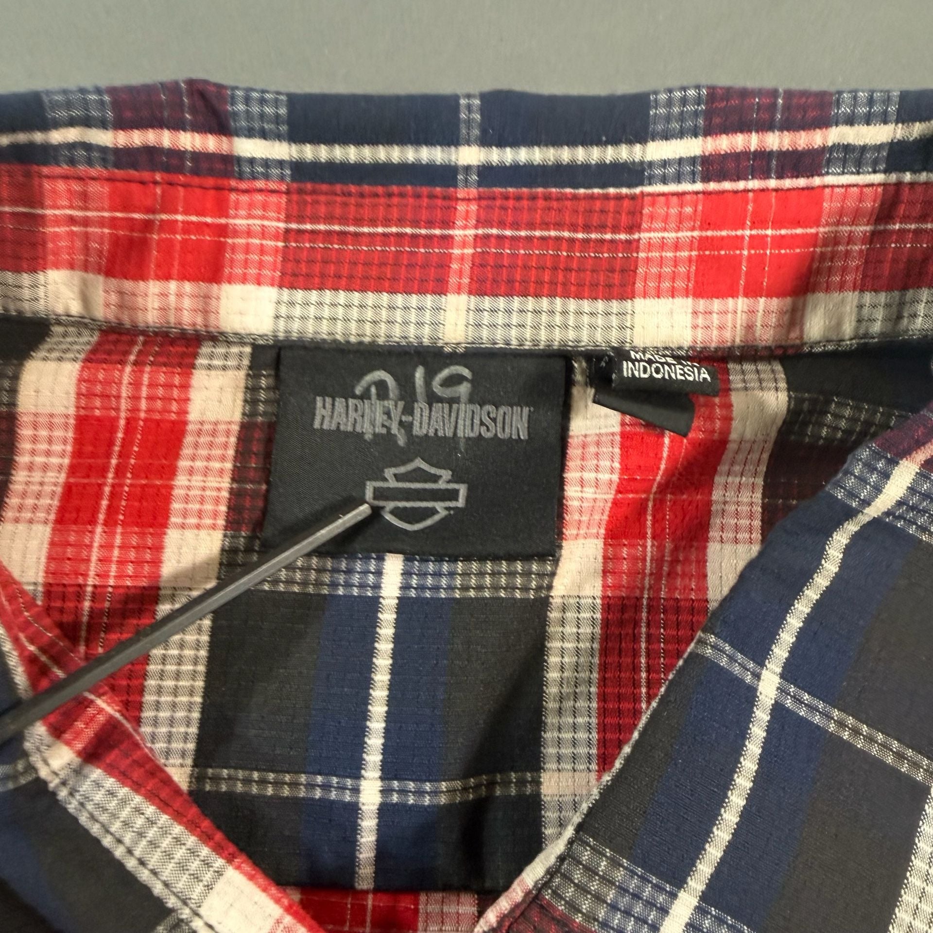 Harley-Davidson Short Sleeve Plaid Button-Up Shirt Size 4XL 4