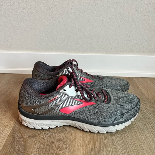 Brooks, Adrenaline GTS 18 Running Shoes, Wide, Grey/Pink, Woman’s 11 