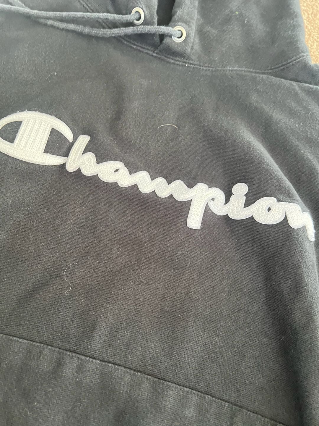 Champion Reverse Weave Hoodie Size Medium Black Script Logo 3