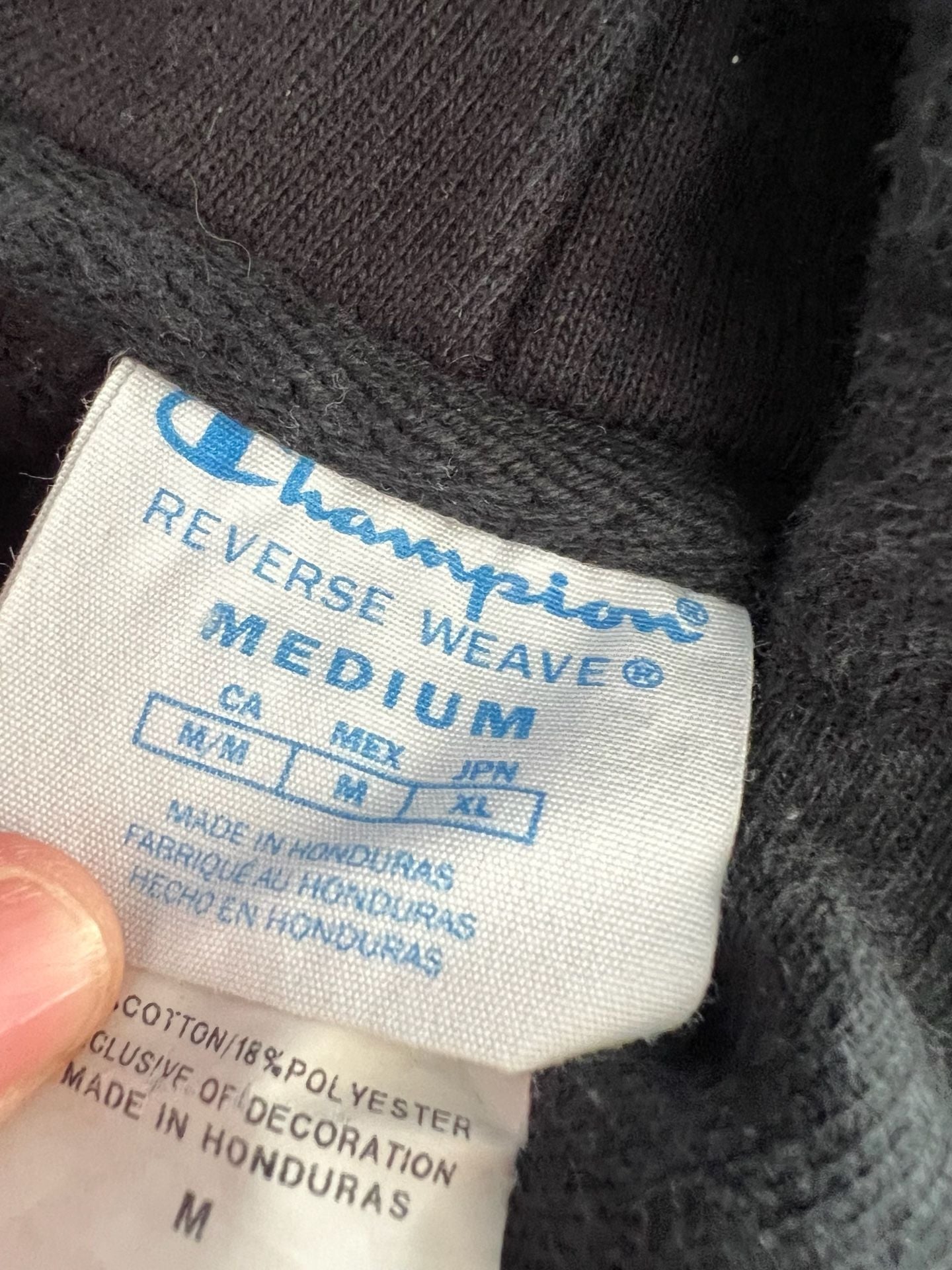 Champion Reverse Weave Hoodie Size Medium Black Script Logo 4