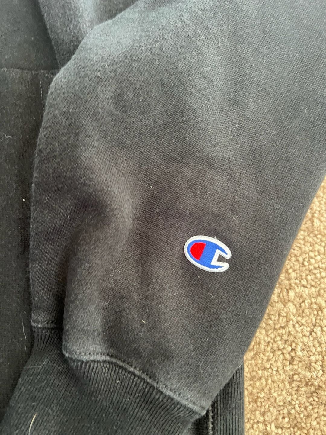 Champion Reverse Weave Hoodie Size Medium Black Script Logo 6