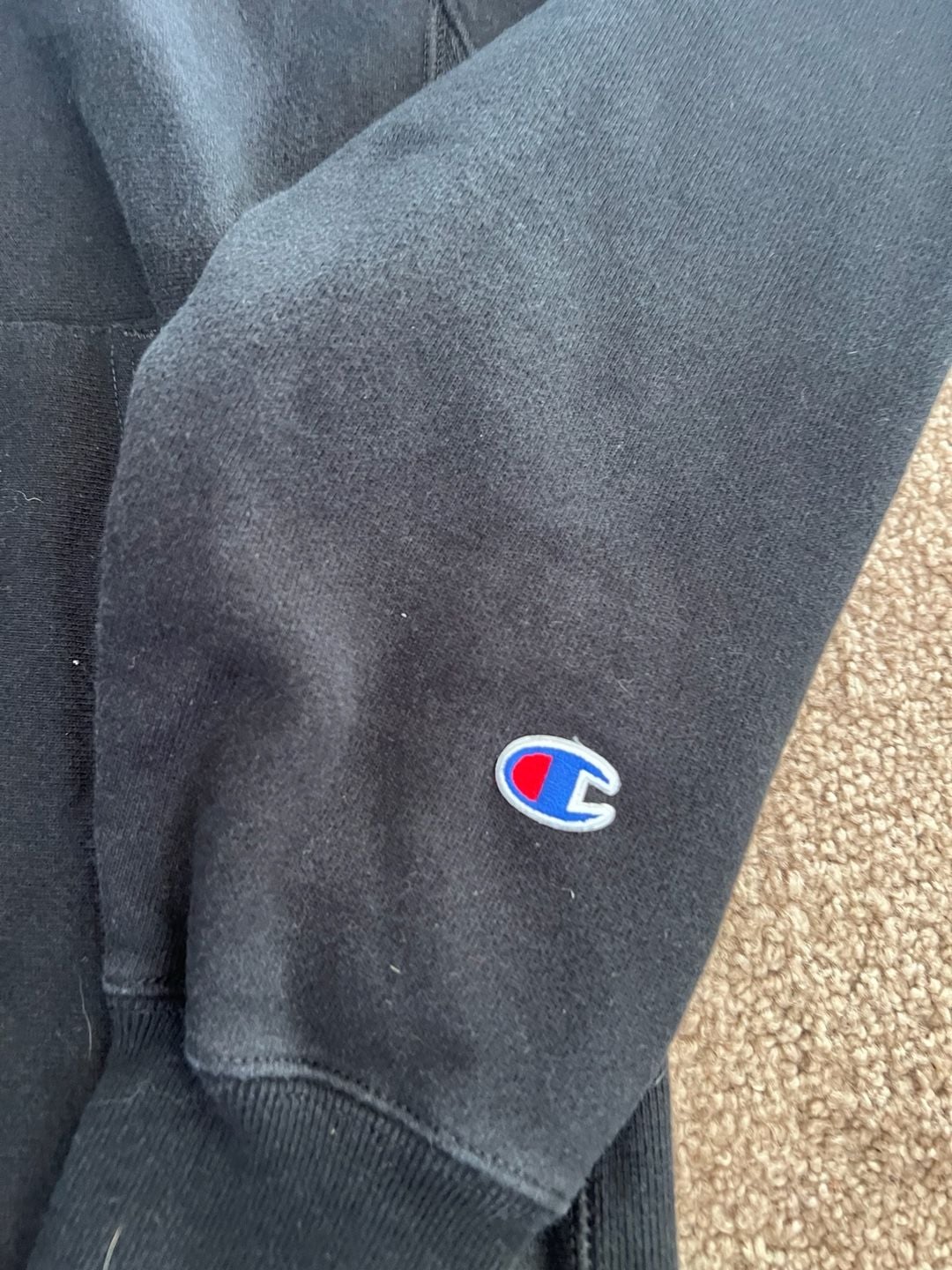 Champion Reverse Weave Hoodie Size Medium Black Script Logo 7