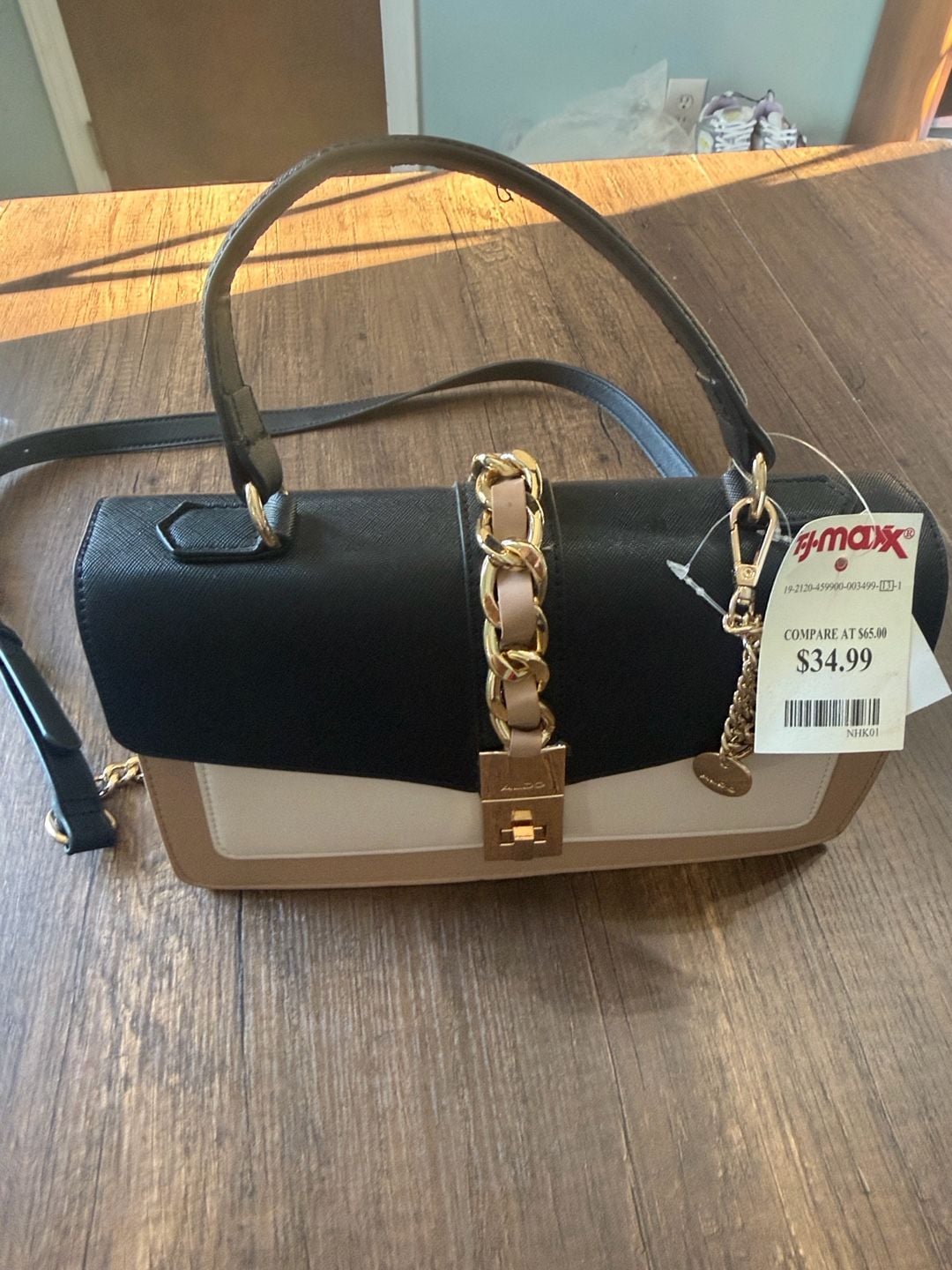 ALDO Black Tan Cream Colorblock Chain Crossbody Bag 2