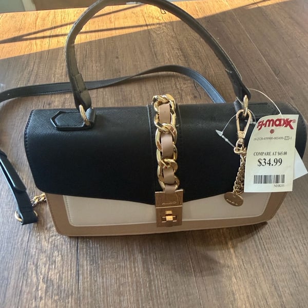ALDO Black Tan Cream Colorblock Chain Crossbody Bag