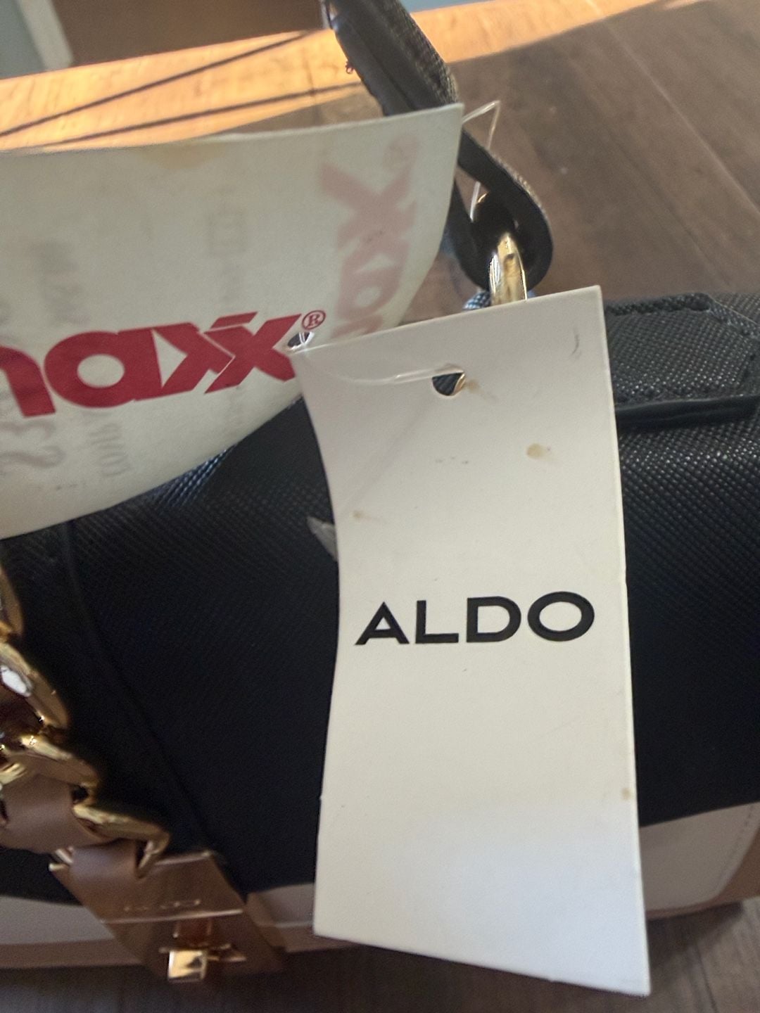 ALDO Black Tan Cream Colorblock Chain Crossbody Bag 3