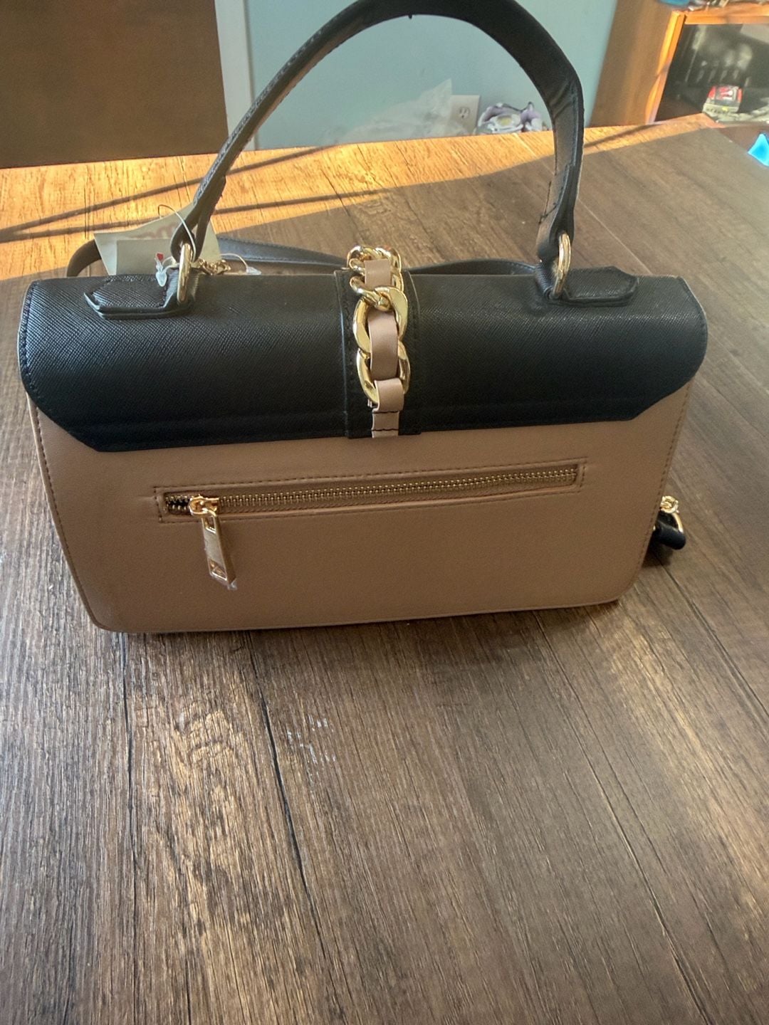 ALDO Black Tan Cream Colorblock Chain Crossbody Bag 4