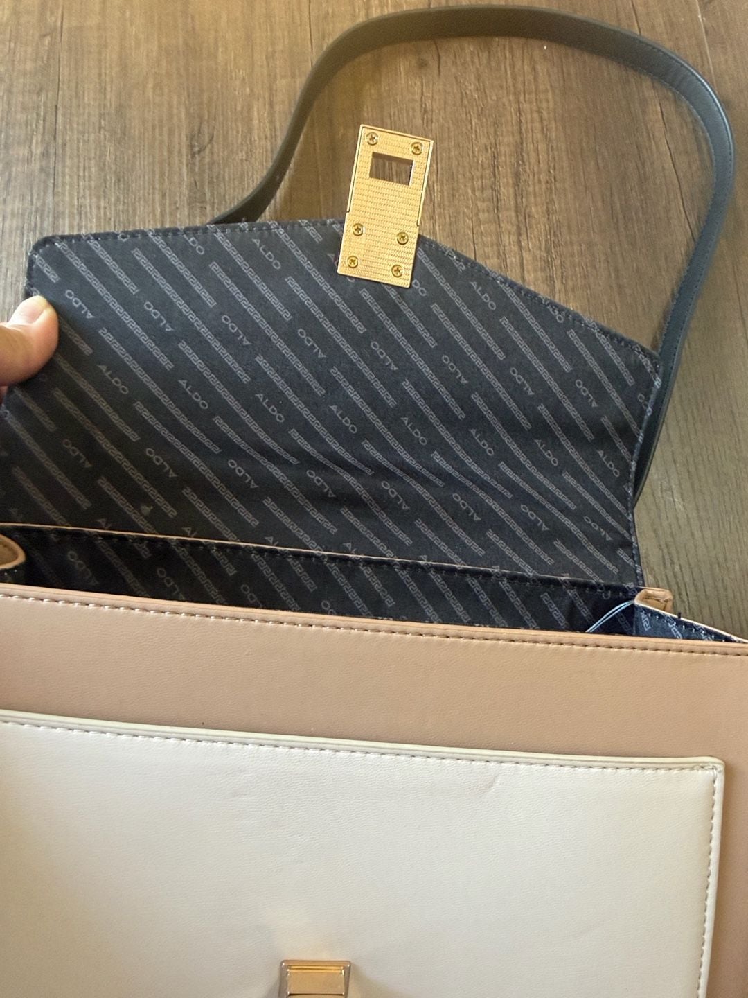 ALDO Black Tan Cream Colorblock Chain Crossbody Bag 7