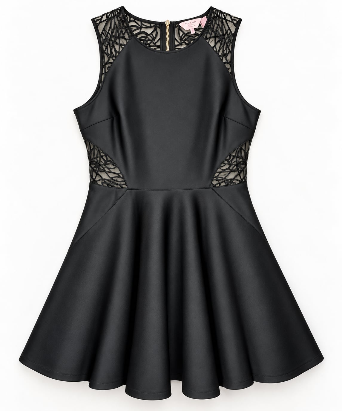 Ted Baker Venma Skater Dress Size 4 Black Lace (q1) 2