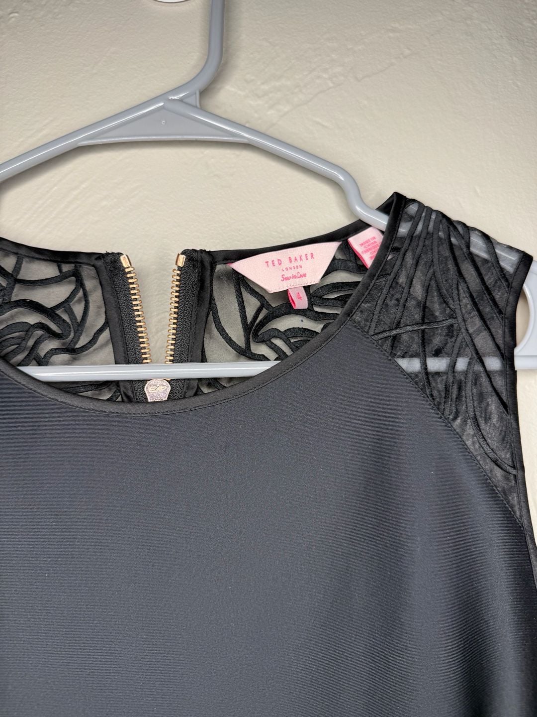 Ted Baker Venma Skater Dress Size 4 Black Lace (q1) 3