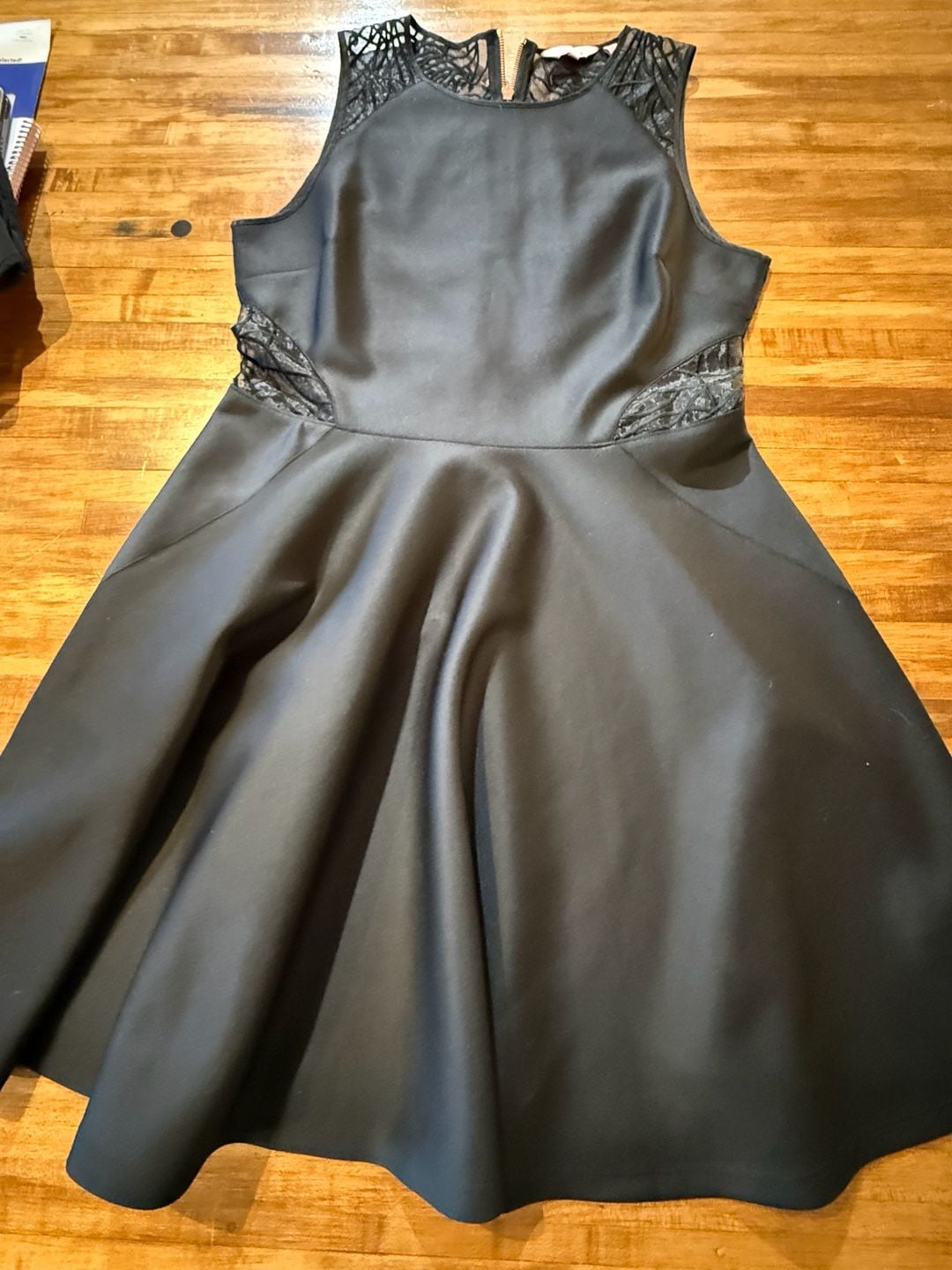 Ted Baker Venma Skater Dress Size 4 Black Lace (q1) 9