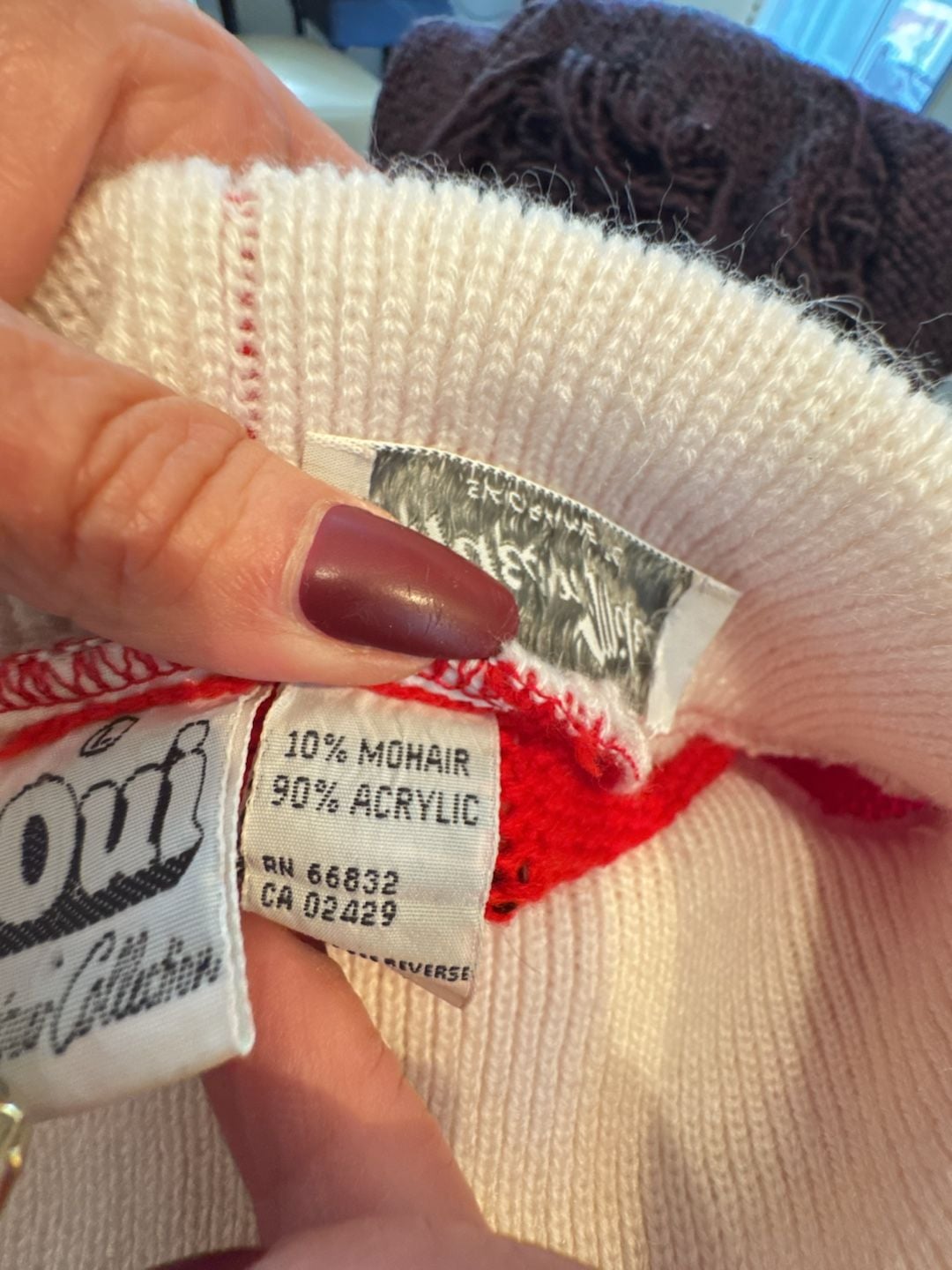 Oui Designer Collection Ski Sweater Size L Red Mountain Scene 5