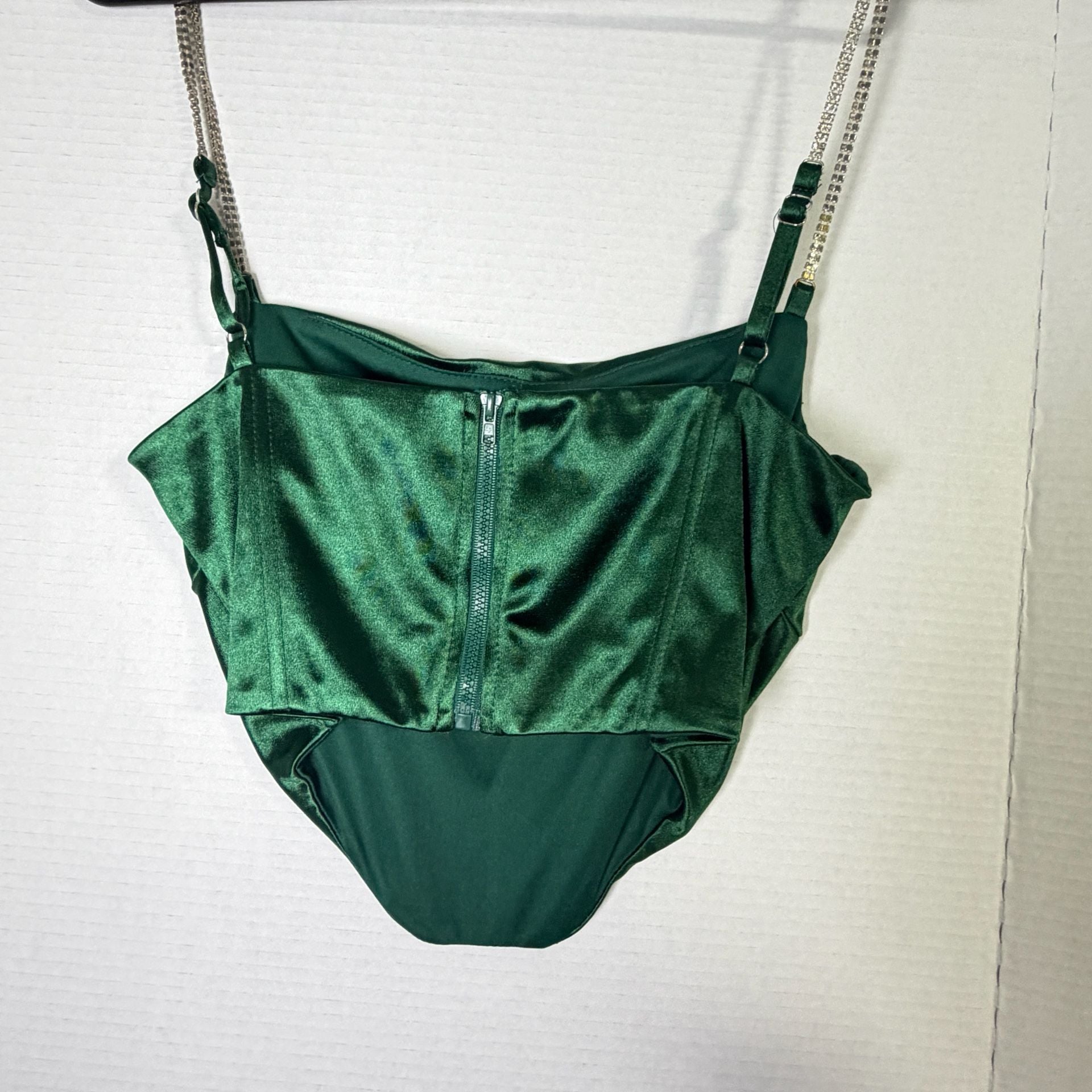 Windsor Twice The Fun Satin Crop Top Size M Green Corset 3