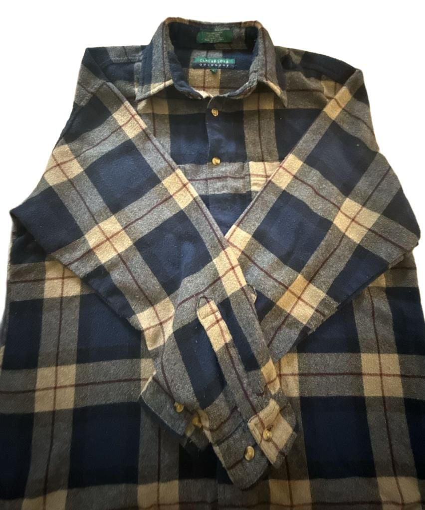 Claybrooke Outdoors Plaid Flannel Shirt Size L Blue Long Sleeve 2
