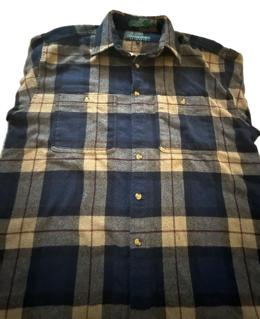 Claybrooke Outdoors Plaid Flannel Shirt Size L Blue Long Sleeve 3