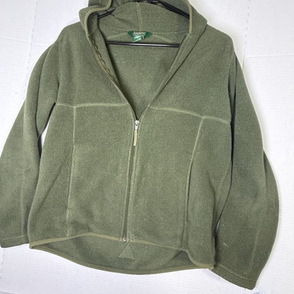 L.L.Bean Full Zip Hooded Fleece Jacket Size L 14/16 Green