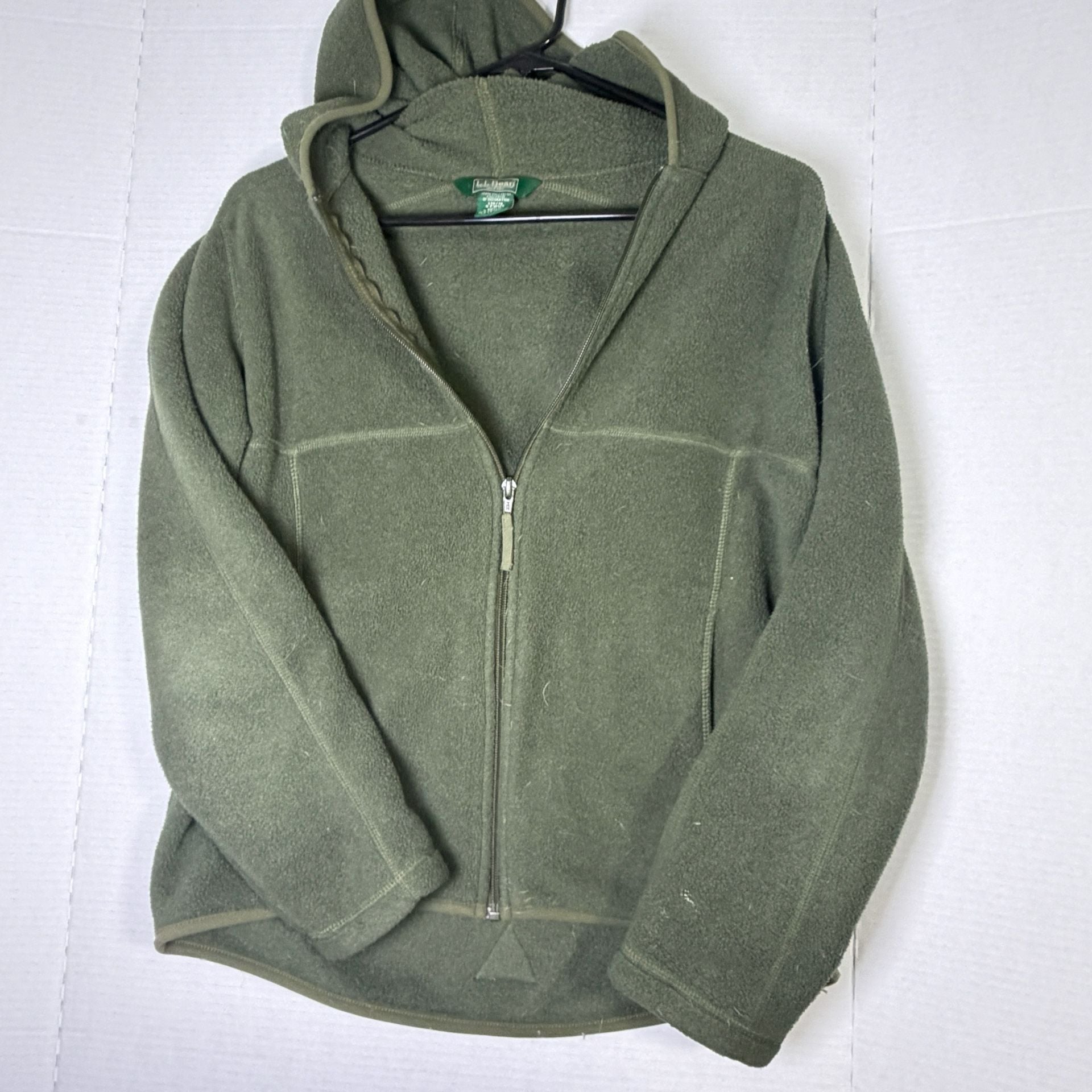 L.L.Bean Full Zip Hooded Fleece Jacket Size L 14/16 Green 4