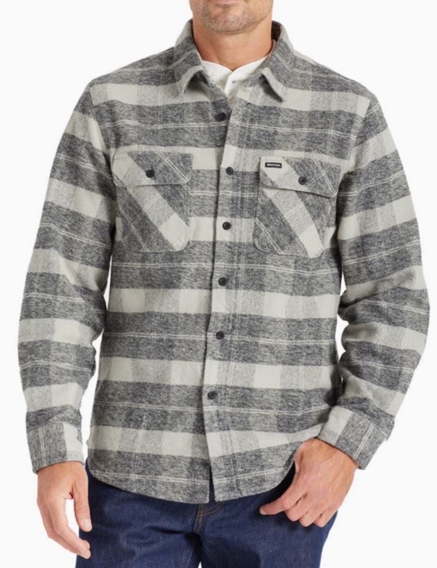 Brixton Bowery Heavyweight Flannel Size M Black Charcoal 2