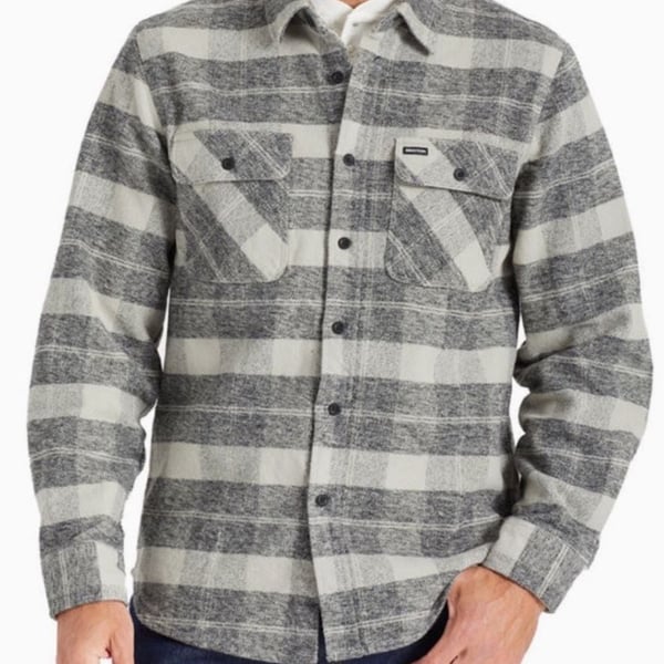 Brixton Bowery Heavyweight Flannel Size M Black Charcoal