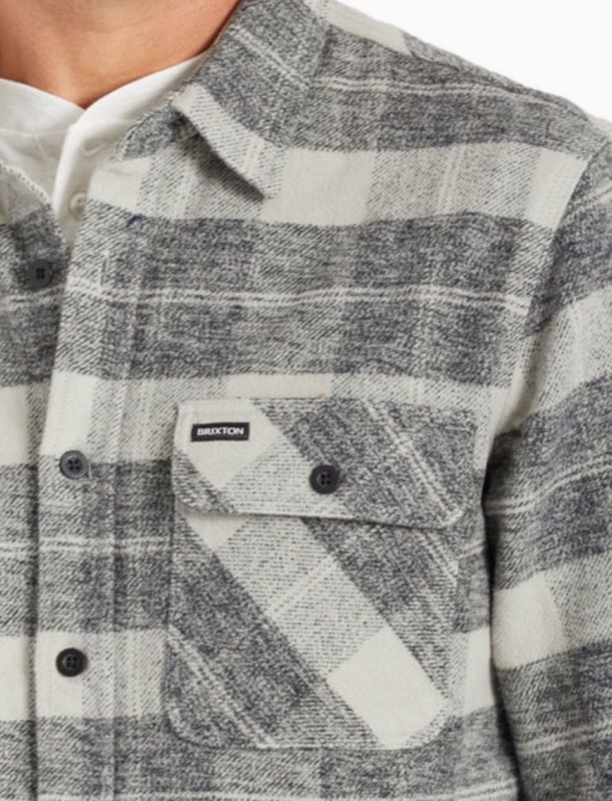 Brixton Bowery Heavyweight Flannel Size M Black Charcoal 5