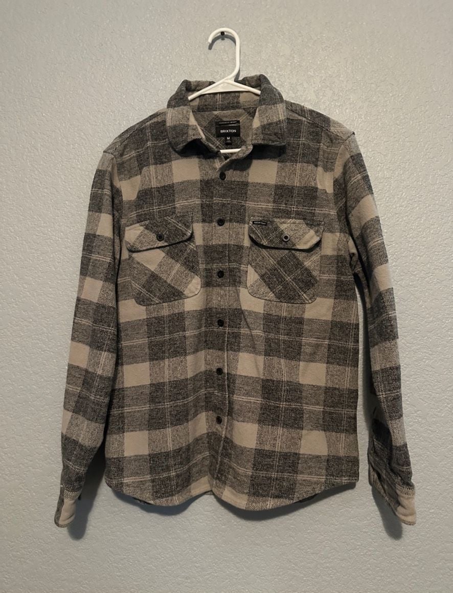 Brixton Bowery Heavyweight Flannel Size M Black Charcoal 6