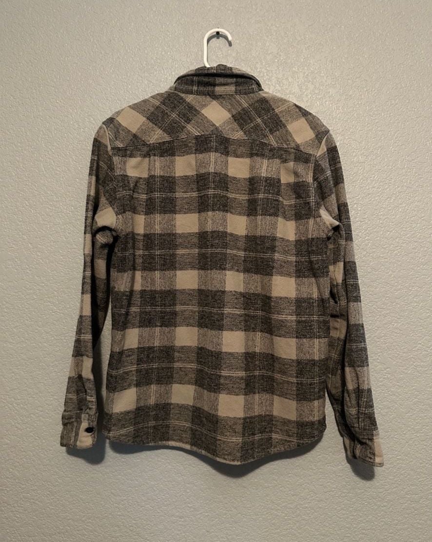 Brixton Bowery Heavyweight Flannel Size M Black Charcoal 8
