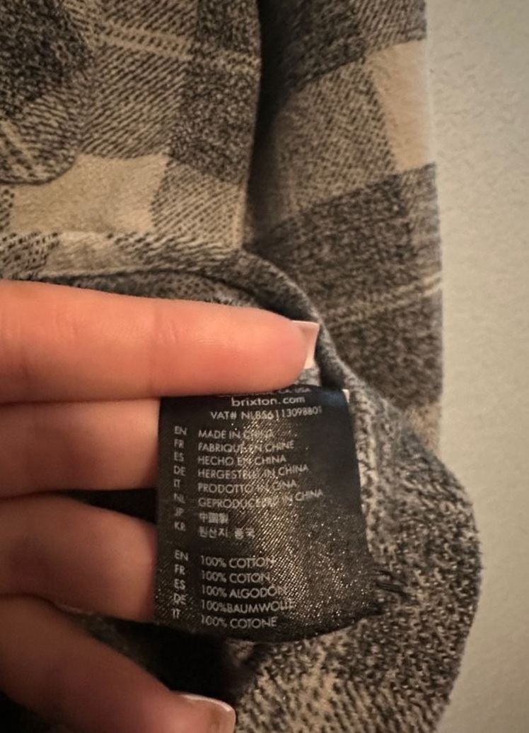 Brixton Bowery Heavyweight Flannel Size M Black Charcoal 9