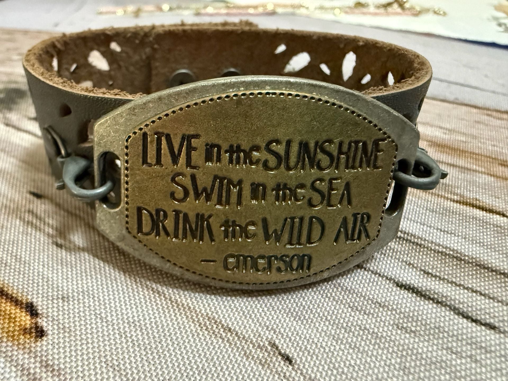 RalphWaldoEmerson "live in the Sunshine, Swim the Sea, Drink the Wild Air" Sterling Silver bracelet 2