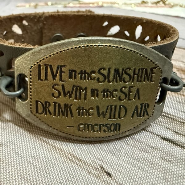 RalphWaldoEmerson "live in the Sunshine, Swim the Sea, Drink the Wild Air" Sterling Silver bracelet