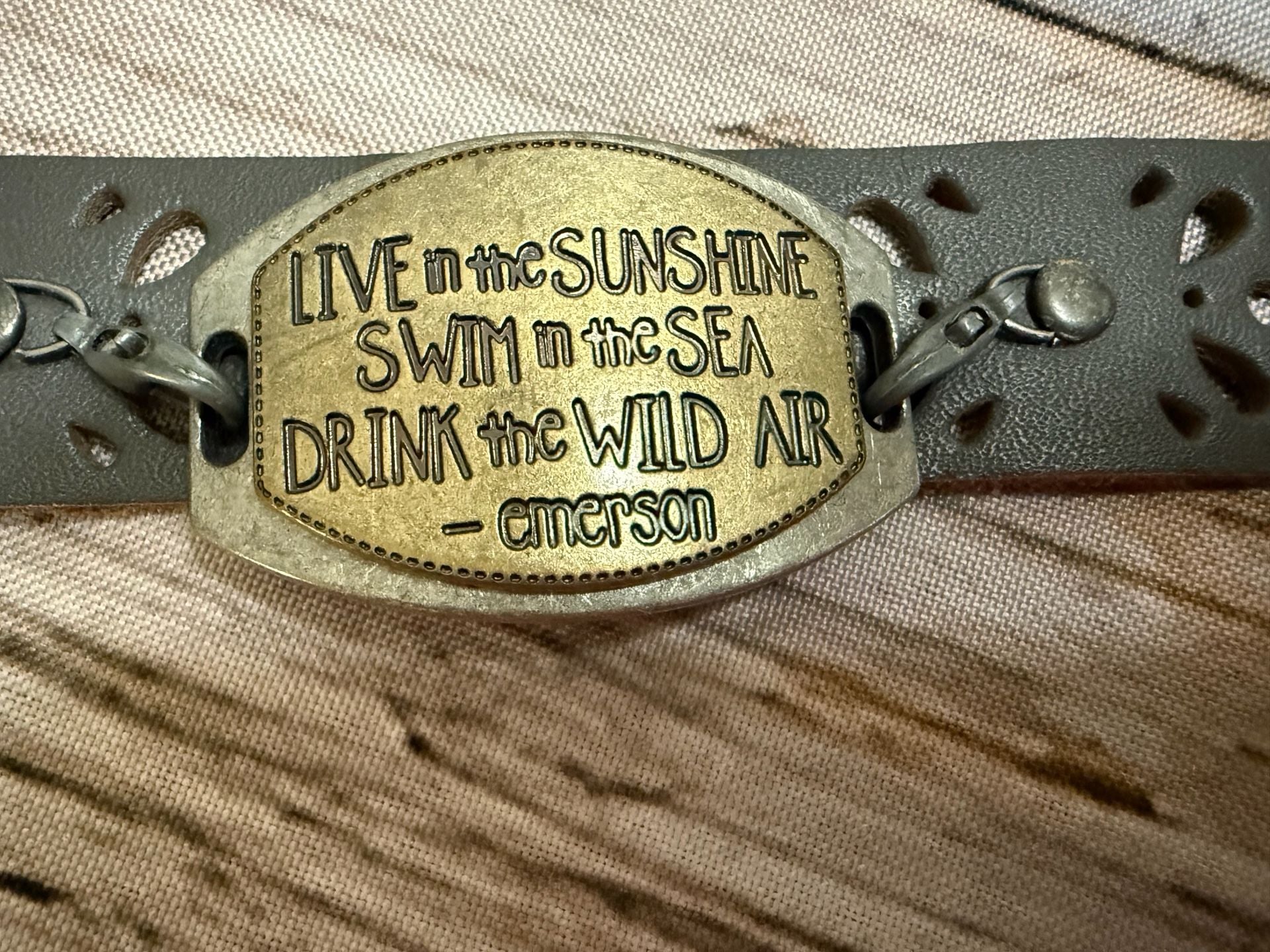 RalphWaldoEmerson "live in the Sunshine, Swim the Sea, Drink the Wild Air" Sterling Silver bracelet 3