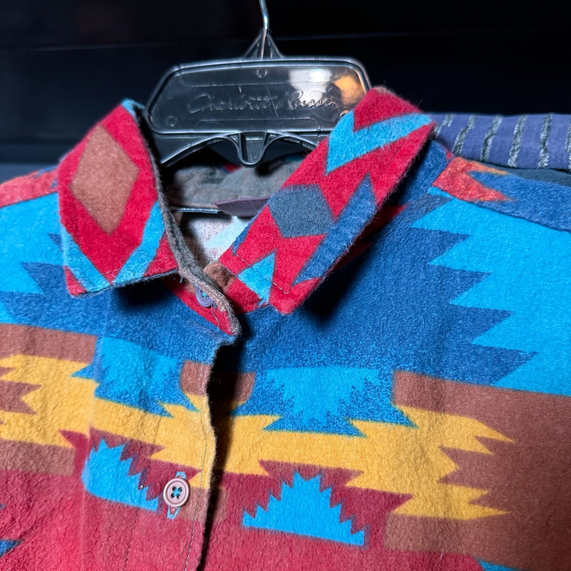 Vintage Woolrich Southwest Aztec Geometric Print Long sleeve button up Size L 7
