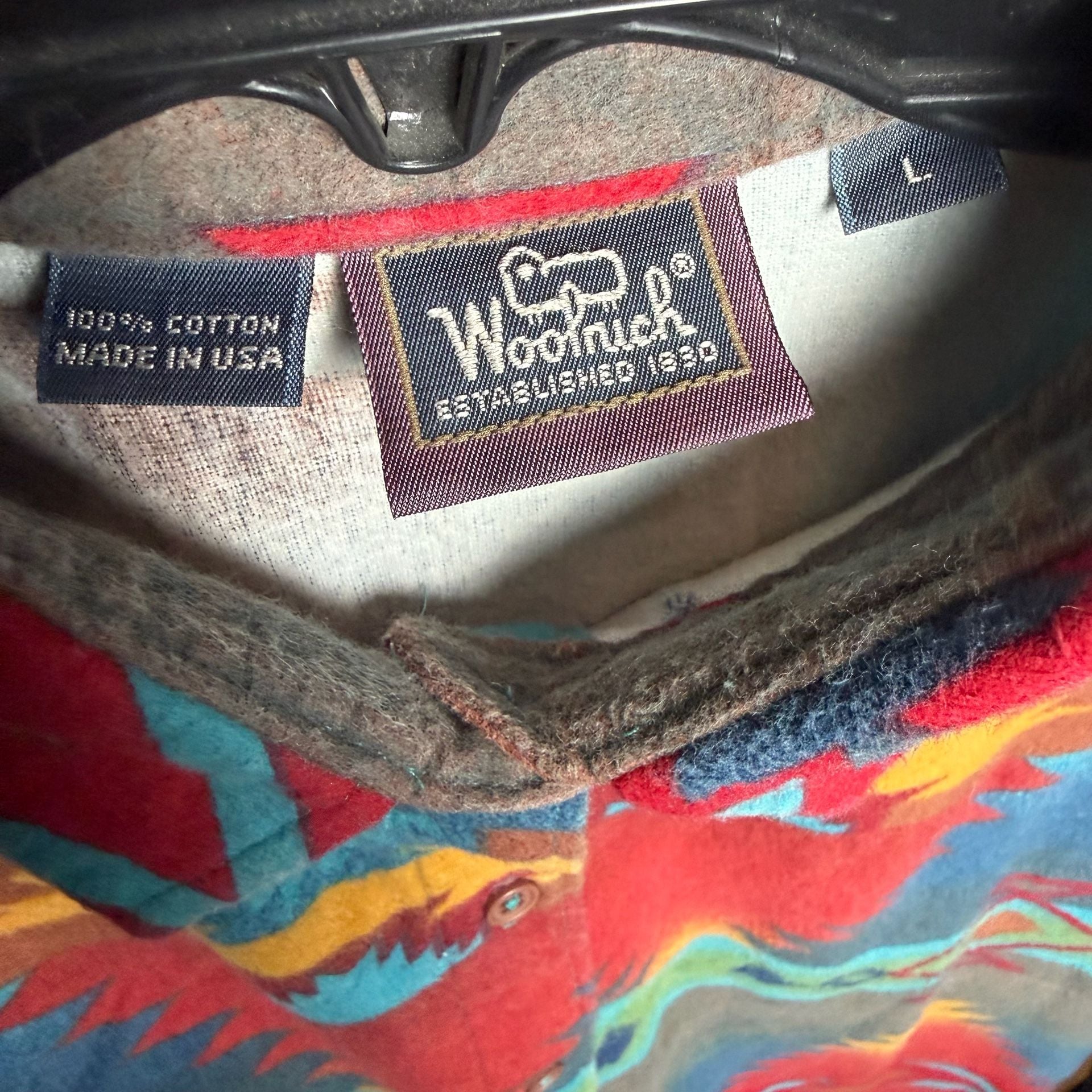 Vintage Woolrich Southwest Aztec Geometric Print Long sleeve button up Size L 8