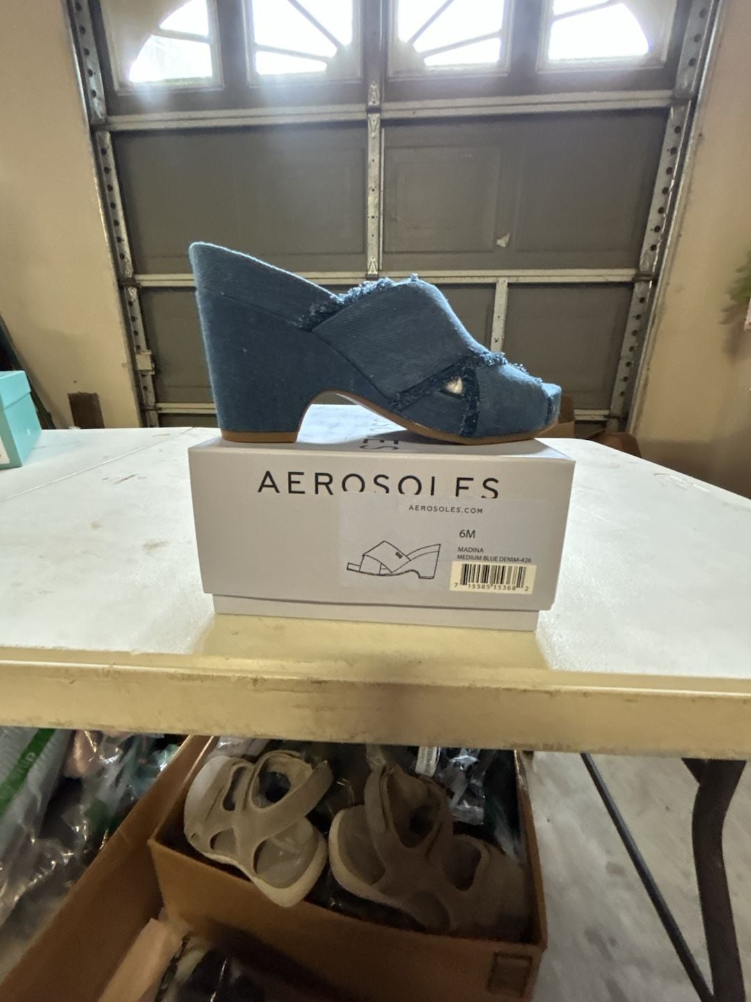 Aerosoles Madina Wedge Sandal Size 6M Medium Blue Denim 4