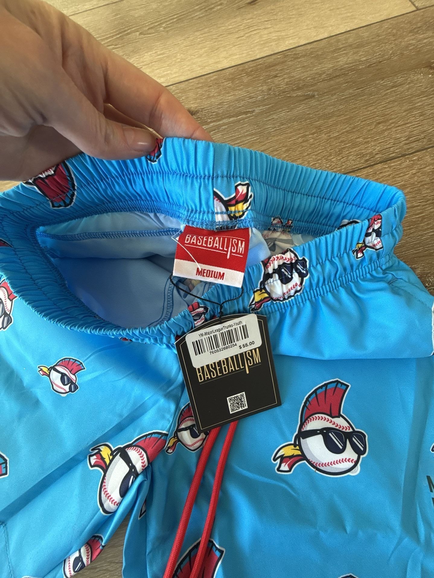 Baseballism Major League Swim Trunks Youth Size Medium Blue 4