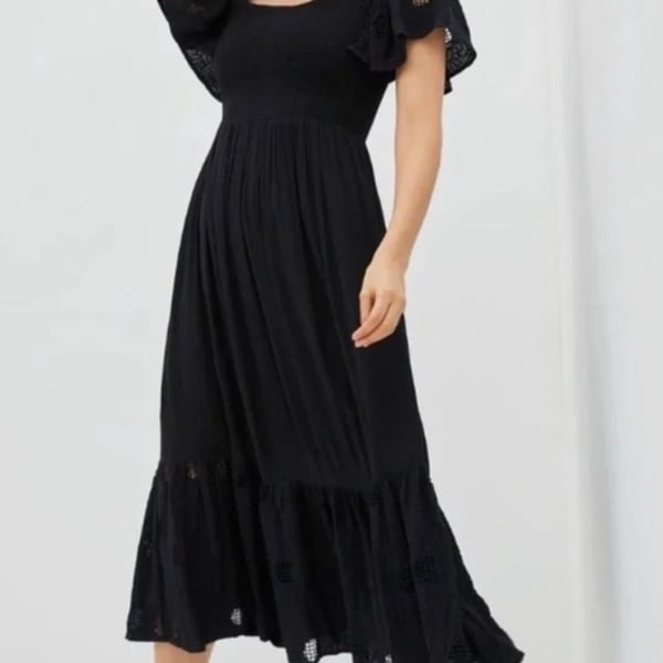 Seen Worn Kept Zohara Maxi Dress Size S Black Eyelet