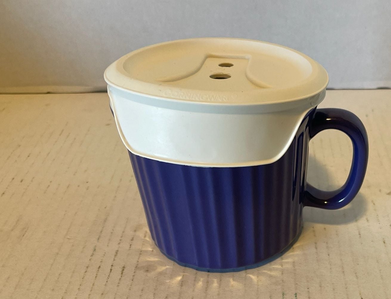 Corningware Pop-Ins Meal Mug Size 20 oz Blue Stoneware Vented Lid 1