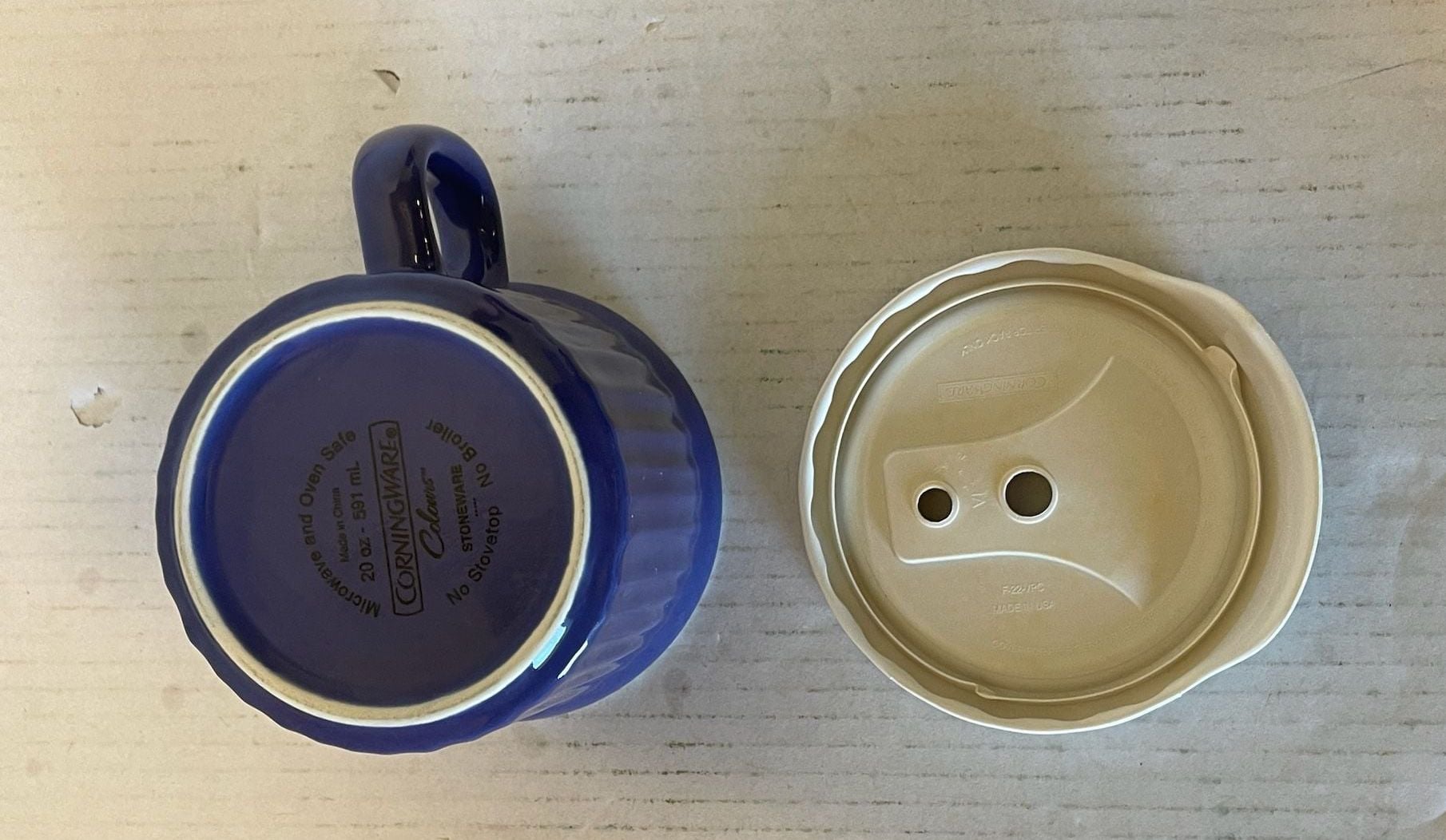 Corningware Pop-Ins Meal Mug Size 20 oz Blue Stoneware Vented Lid 3