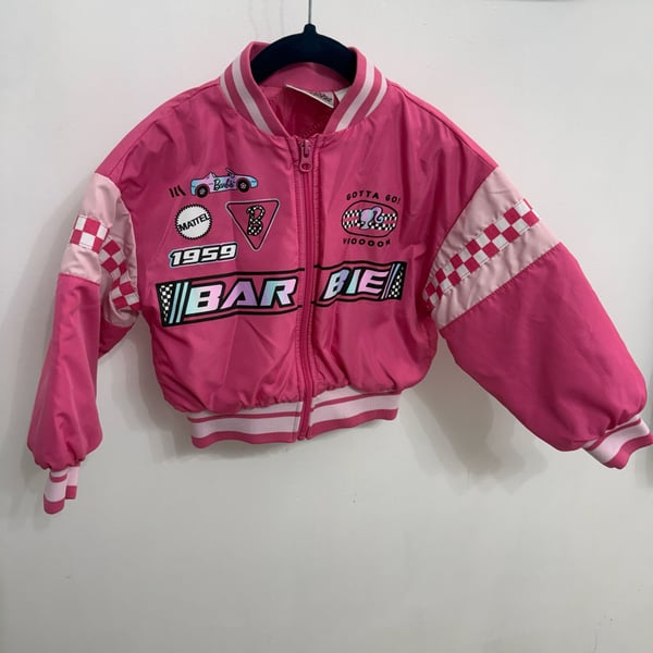 Barbie Bomber Jacket Size 4/5 Convertible Car Racing
