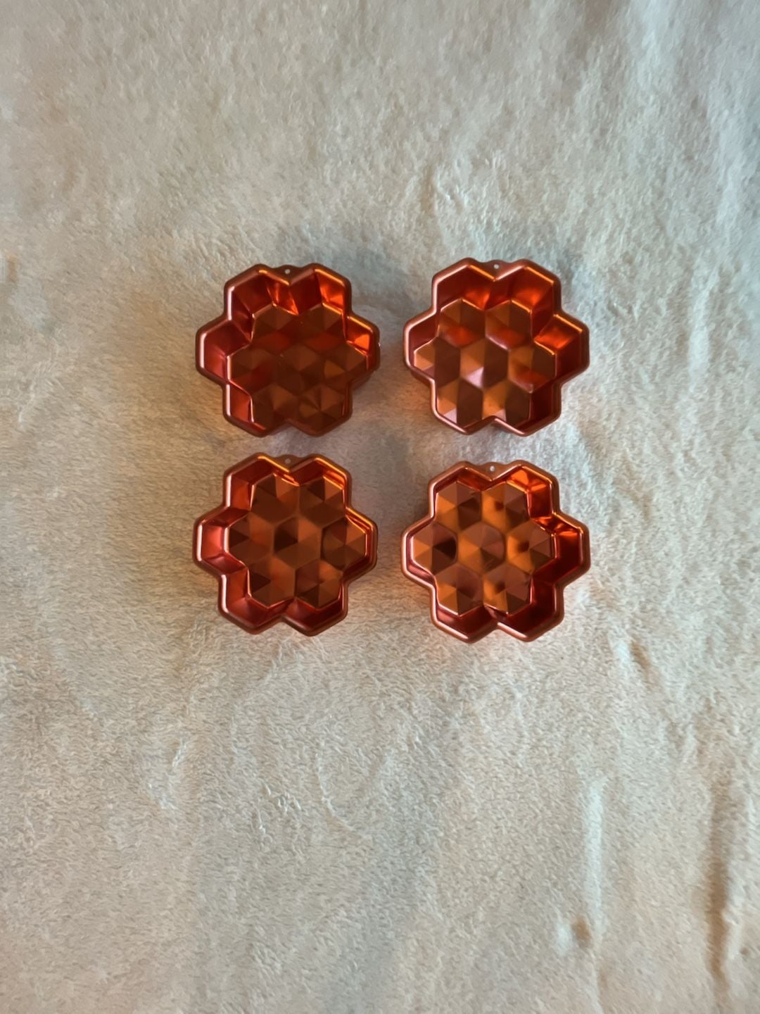 Copper Tone Geometric Star Honeycomb Mini Cake Pans Set of 4 1